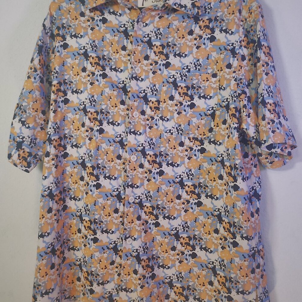 Vintage Silk Circa 1969 Multicolor Polo Vintage Beautiful Shirt 100% Silk - Picture 3 of 11